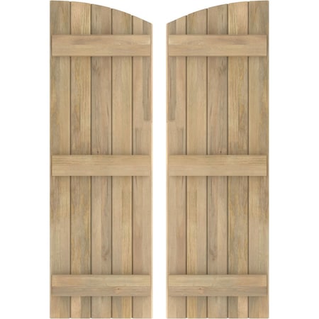 Americraft 5-Board (3 Batten) Wood Joined Board-n-Batten Shutters W/ Ellipt Top, ARW401BE518X57UNH